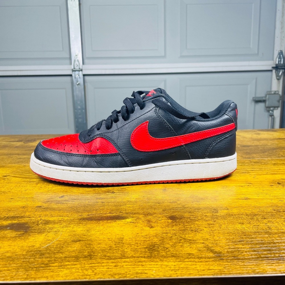 Nike Court Vision Low Mens 10 Black Red Excellent Bred Sneakers CD5463-002 - Picture 4 of 11